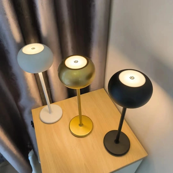 lámpara de mesa de noche de decoración de comedor al aire libre de lujo regulable de aluminio táctil