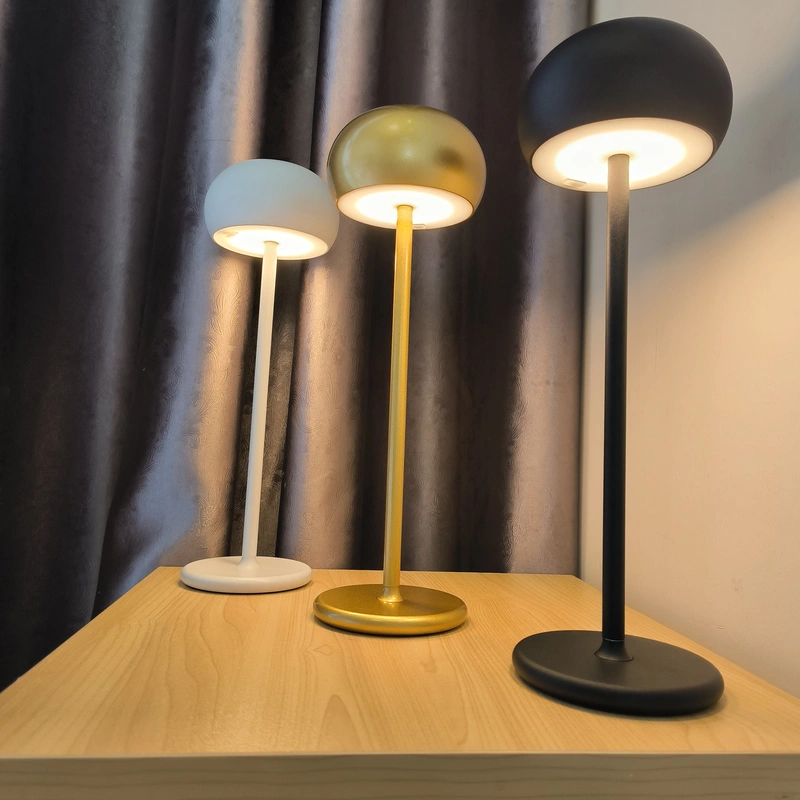 lámpara de mesa de noche de decoración de comedor al aire libre de lujo regulable de aluminio táctil