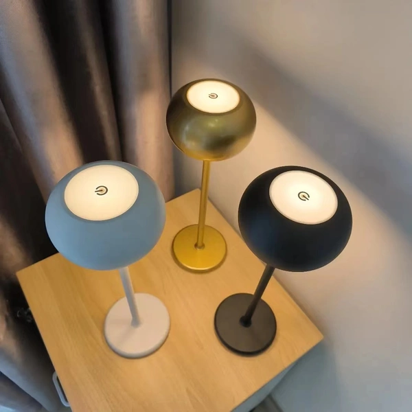 lámpara de mesa de noche de decoración de comedor al aire libre de lujo regulable de aluminio táctil