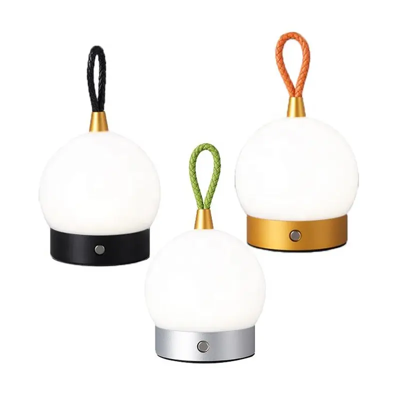 lámparas de mesa recargables led portátiles nórdicas de metal lámpara de noche negra