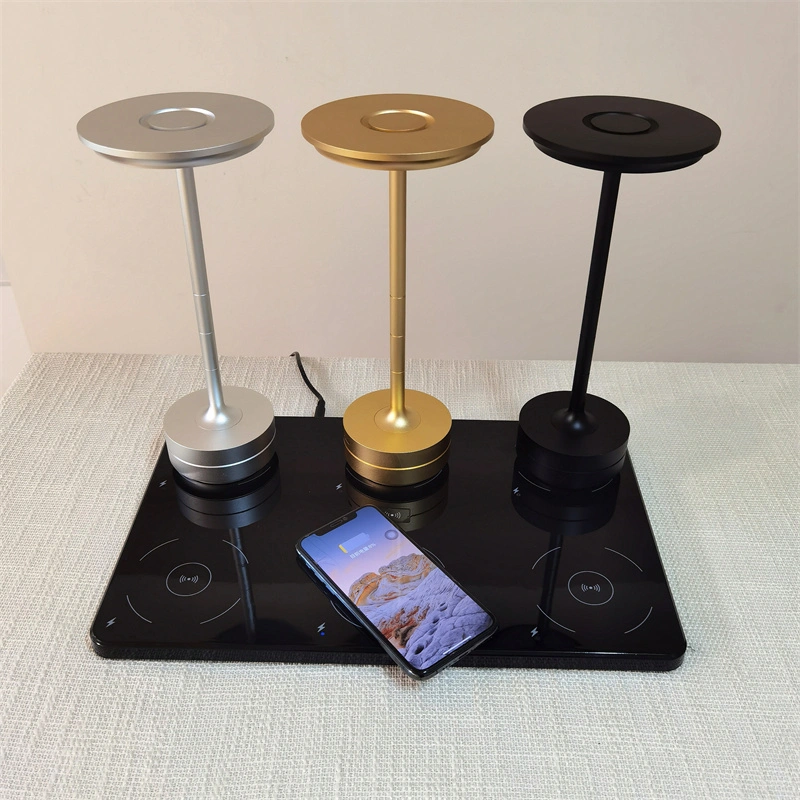 Lámpara de mesa de decoración de comedor recargable LED de aluminio táctil