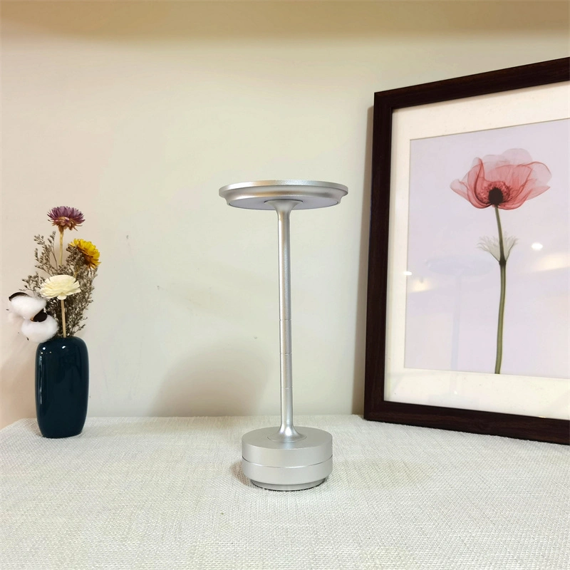 Lámpara de mesa de decoración de comedor recargable LED de aluminio táctil