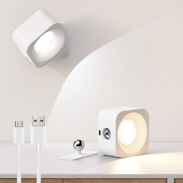 Lámpara de pared LED regulable, luz de lectura de bola magnética recargable de 4,5 W