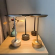 lámpara de mesa de decoración de comedor recargable led de aluminio táctil