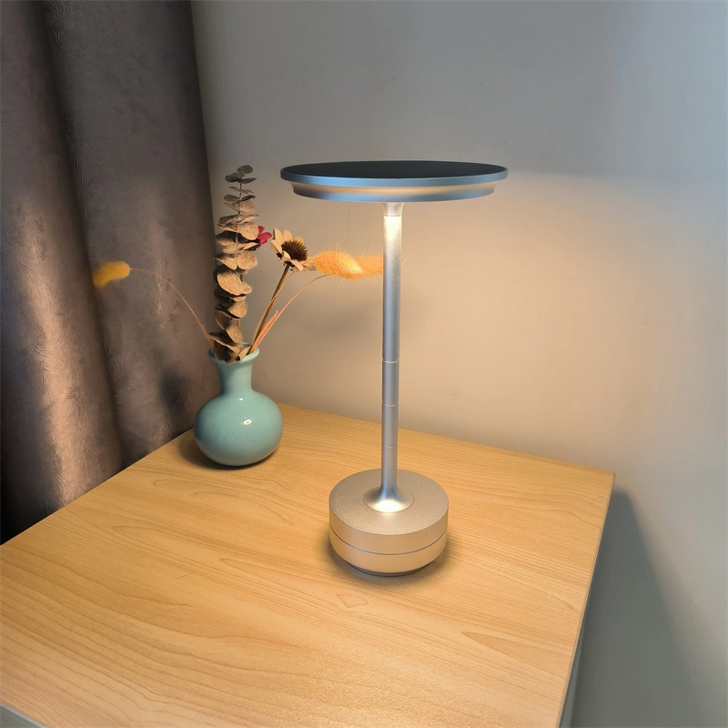 lámpara de mesa de decoración de comedor recargable led de aluminio táctil