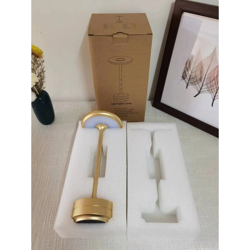 lámpara de mesa de decoración de comedor recargable led de aluminio táctil