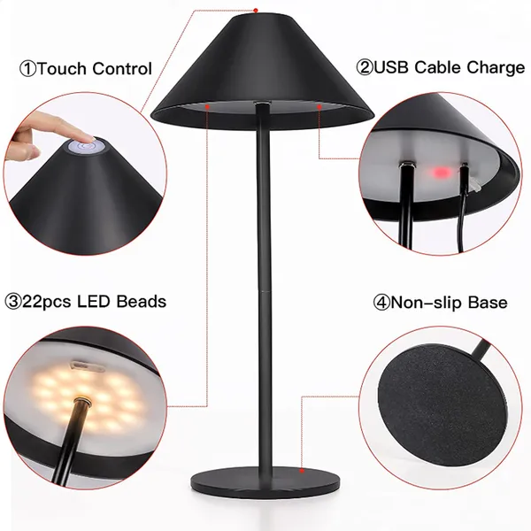 4000mah بطارية تعمل بالبطارية LED مصابيح طاولة لاسلكية لتناول الطعام