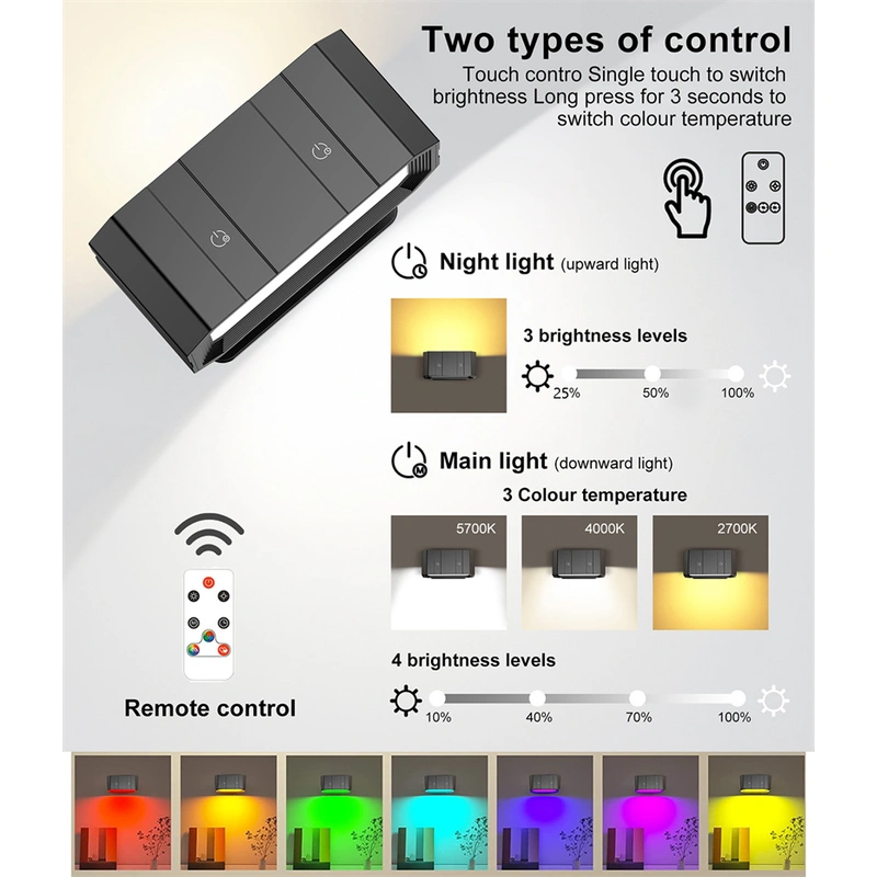 lámpara de pared led regulable luz de lectura de bola magnética recargable 4.5w