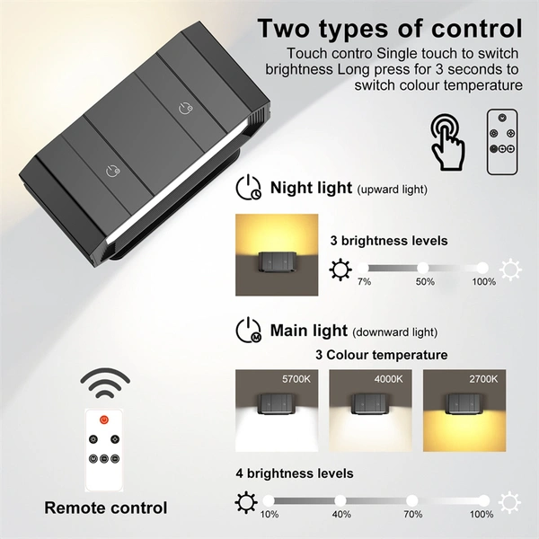 lámpara de pared led regulable luz de lectura de bola magnética recargable 4.5w