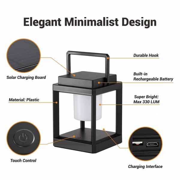Lámpara de exterior impermeable y recargable con energía solar  