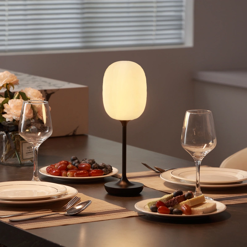 Lámparas de mesa de setas con pilas para restaurante bar