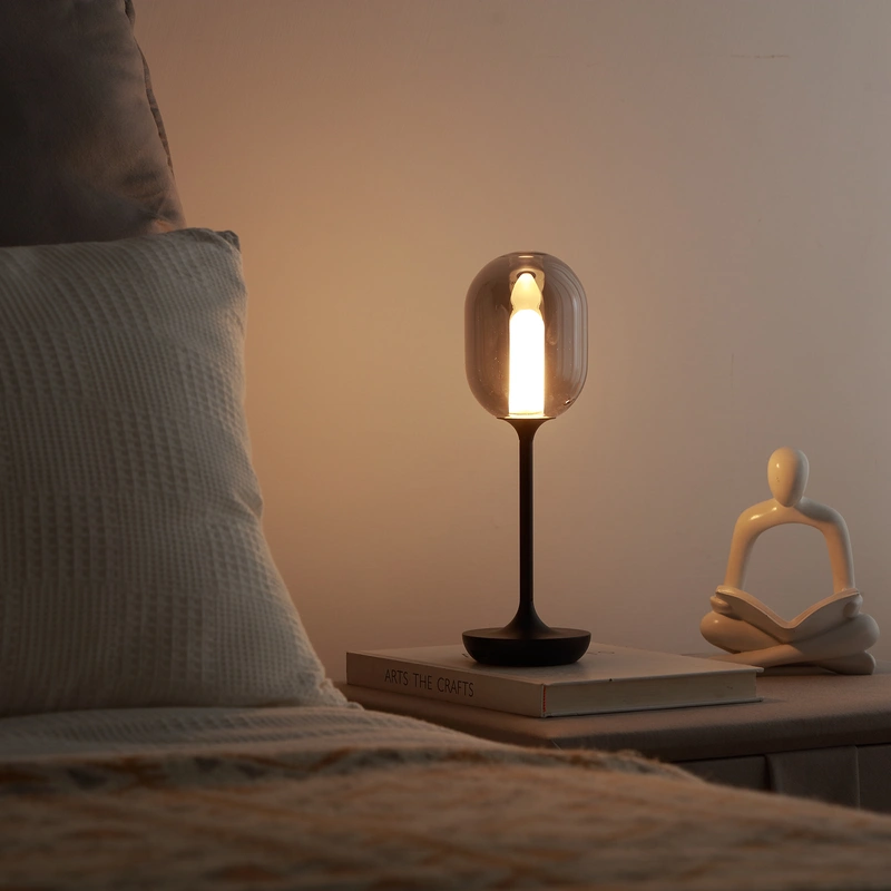 Lámparas de mesa de setas con pilas para restaurante bar