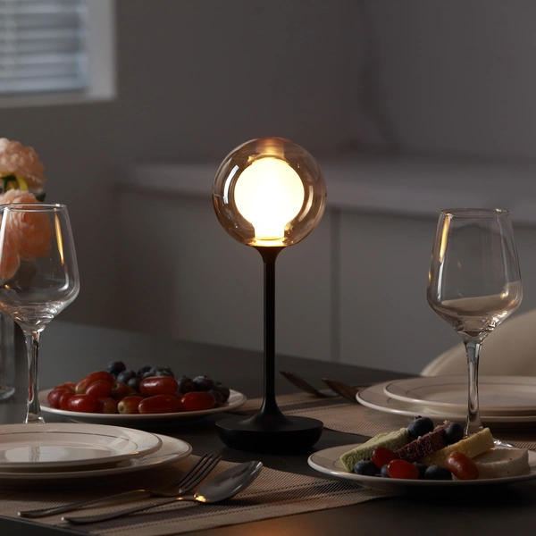 Lámparas de mesa de setas con pilas para restaurante bar