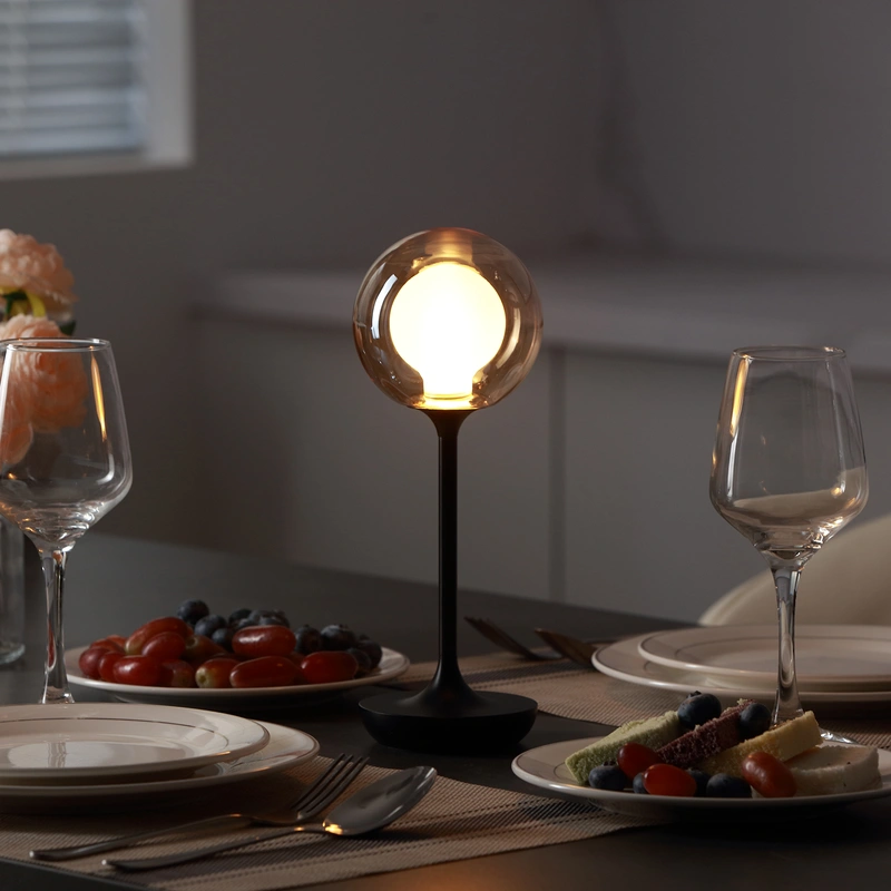 Lámparas de mesa de setas con pilas para restaurante bar