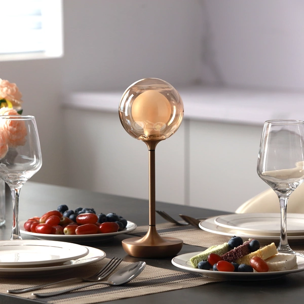 Lámparas de mesa de setas con pilas para restaurante bar