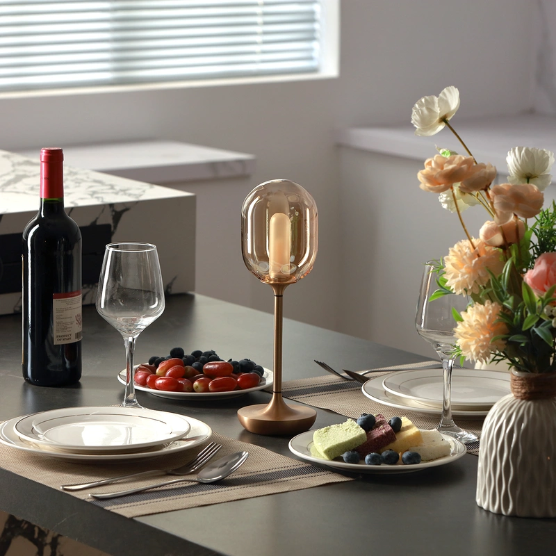 Lámparas de mesa de setas con pilas para restaurante bar