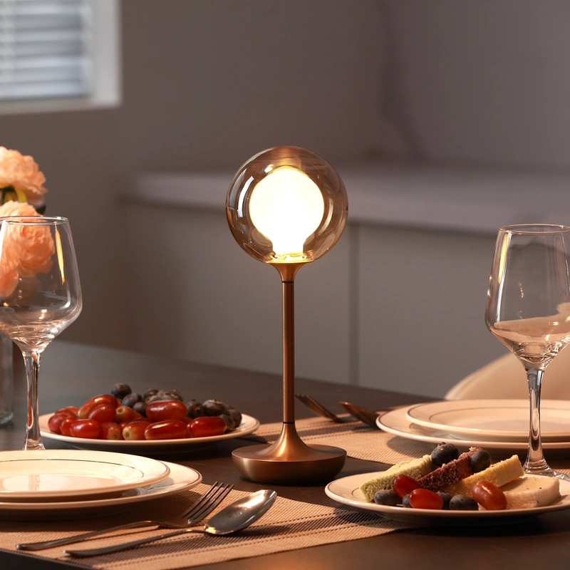 Lámparas de mesa de setas con pilas para restaurante bar