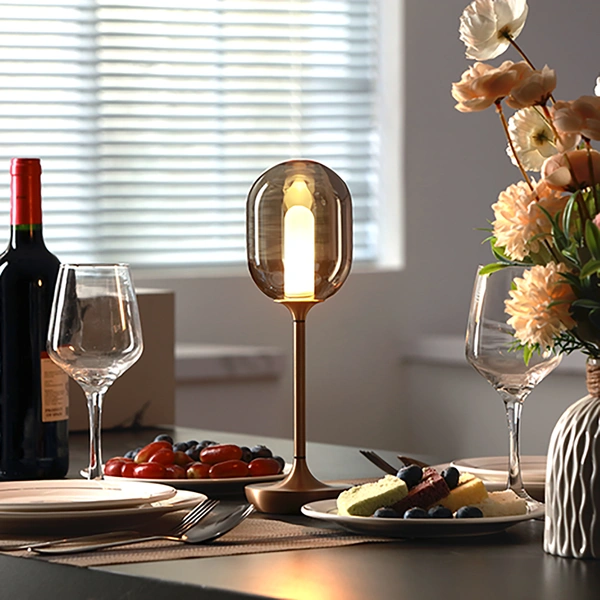 Lámparas de mesa de setas con pilas para restaurante bar