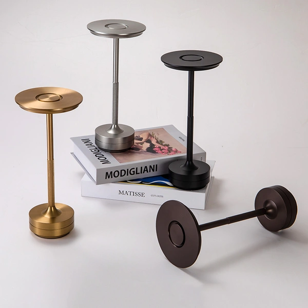 lámpara de mesa de decoración de comedor recargable led de aluminio táctil