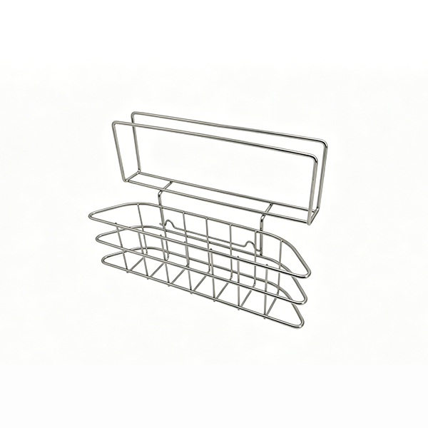 Sink sponge basket with cutting board rack