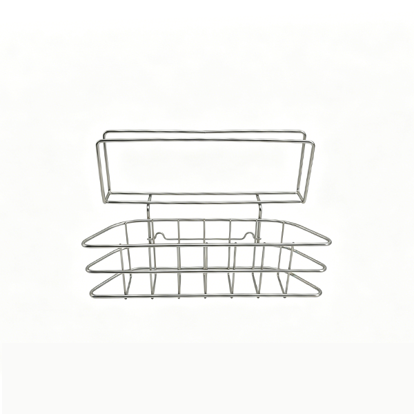 Sink sponge basket with cutting board rack