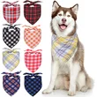 Adjustable Plaid Dog Bandanas Handkerchiefs Triangle Bibs for Puppy Small Medium Large Dogs, 8 Pack