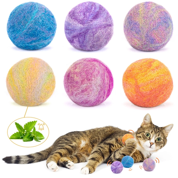 Cat Toys Balls with Catnip and Bell Inside for Cats Kittens Kitty