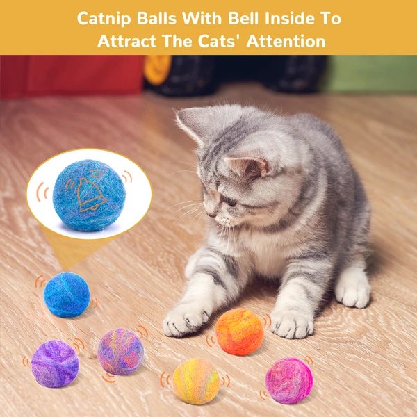 Cat Toys Balls with Catnip and Bell Inside for Cats Kittens Kitty