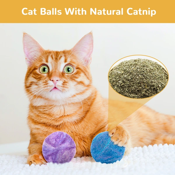 Cat Toys Balls with Catnip and Bell Inside for Cats Kittens Kitty