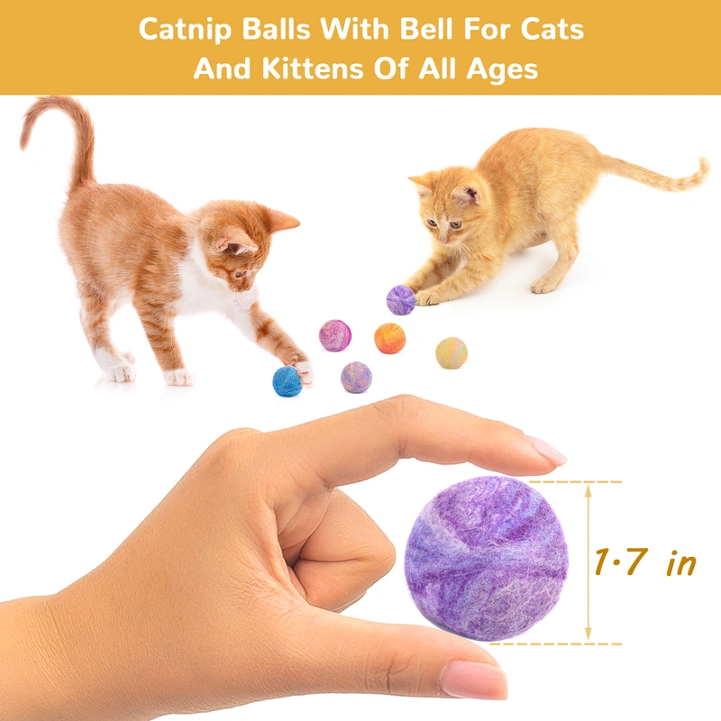 Cat Toys Balls with Catnip and Bell Inside for Cats Kittens Kitty
