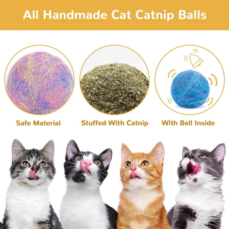 Cat Toys Balls with Catnip and Bell Inside for Cats Kittens Kitty