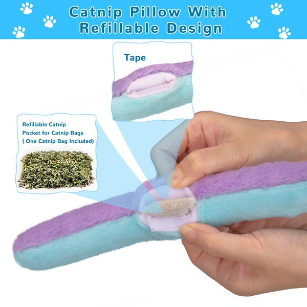 Retro Shaw Refillable Cat Catnip Pillow Toys for Indoor Cats