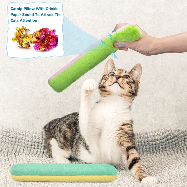 Retro Shaw Refillable Cat Catnip Pillow Toys for Indoor Cats