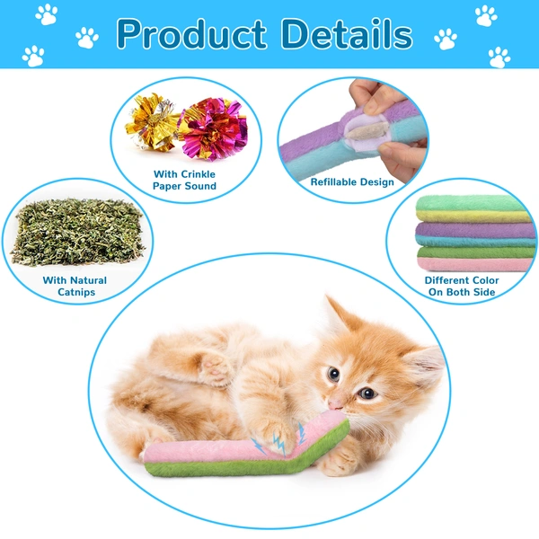 Retro Shaw Refillable Cat Catnip Pillow Toys for Indoor Cats