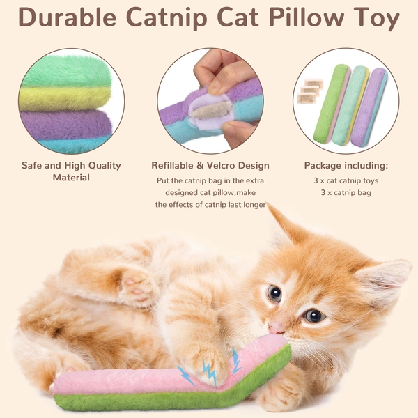Cat Toys Cat Pillows Refillable Catnip Toys