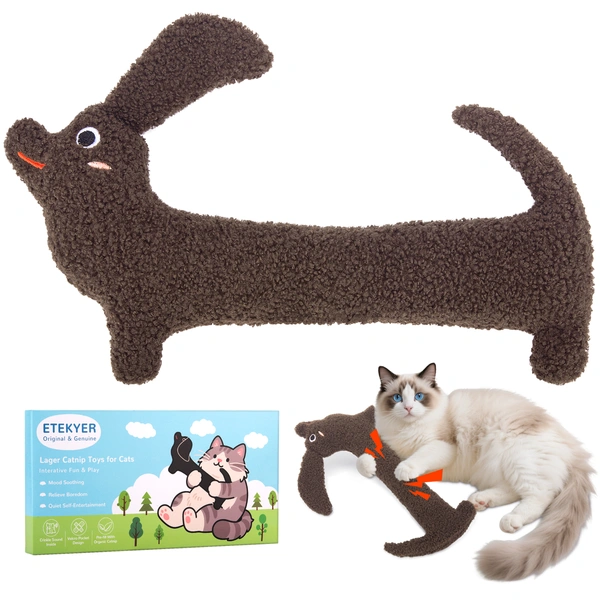 ETEKYER Large Cat Toy, Refillable Catnip with Crinkle Sound Inside, Pillow Kitten Toys for Indoor Cats Kitty Snuggle and Anxiety Relief Kick Exercise 15 Inches