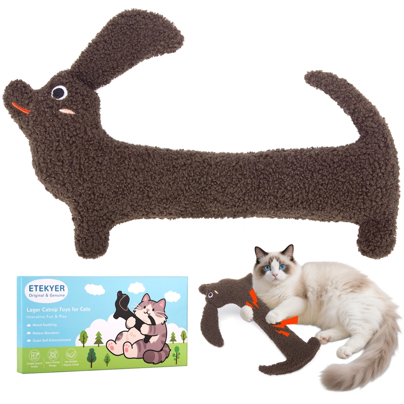 ETEKYER Large Cat Toy, Refillable Catnip with Crinkle Sound Inside, Pillow Kitten Toys for Indoor Cats Kitty Snuggle and Anxiety Relief Kick Exercise 15 Inches