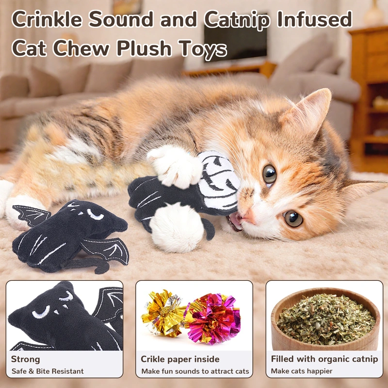 Catnip Crinkly Sound Cat Toys, Interactive Indoor Kitty Kicker for All Breeds