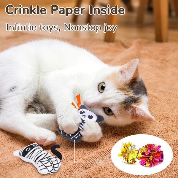 Catnip Crinkly Sound Cat Toys, Interactive Indoor Kitty Kicker for All Breeds