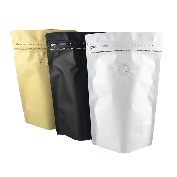 stand up pouch coffee bag with tap zipper air valve