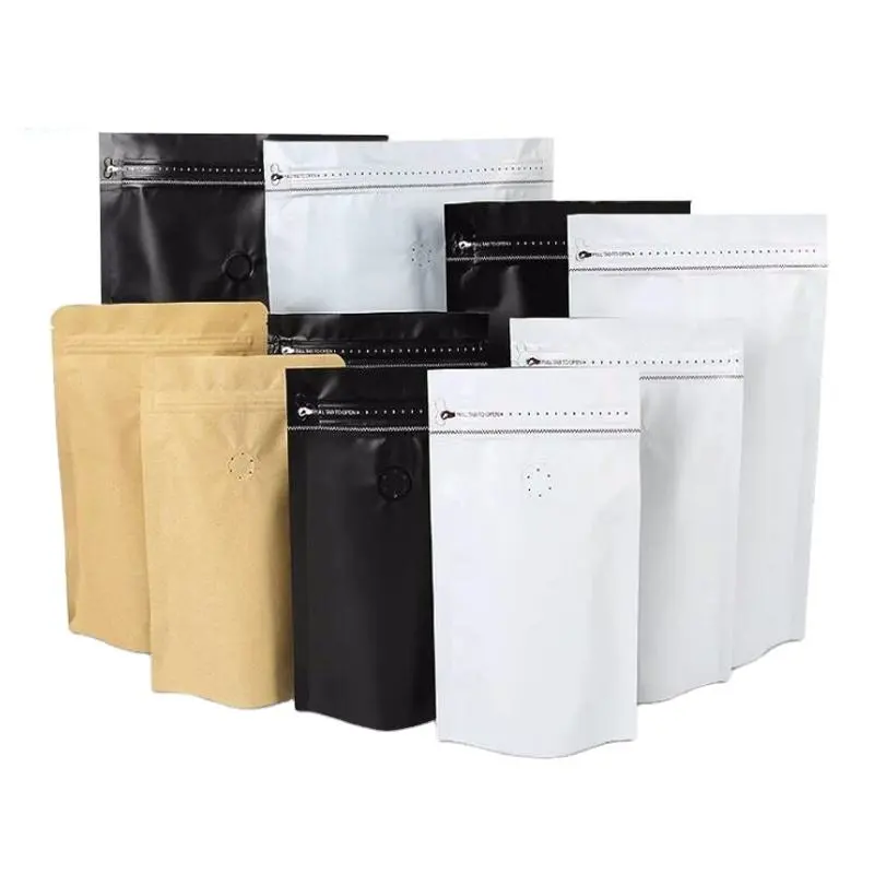 stand up pouch coffee bag with tap zipper air valve