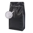 Flat bottom coffee bag with tap zipper air valve