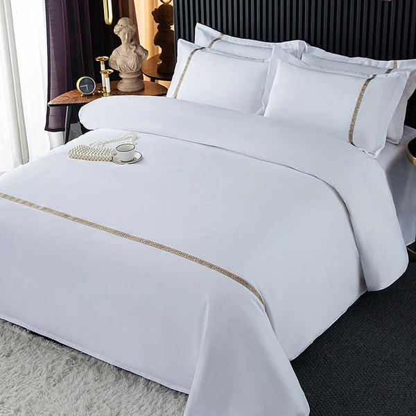 Luxurious Satin Ribbon Bedding Set - Pure White