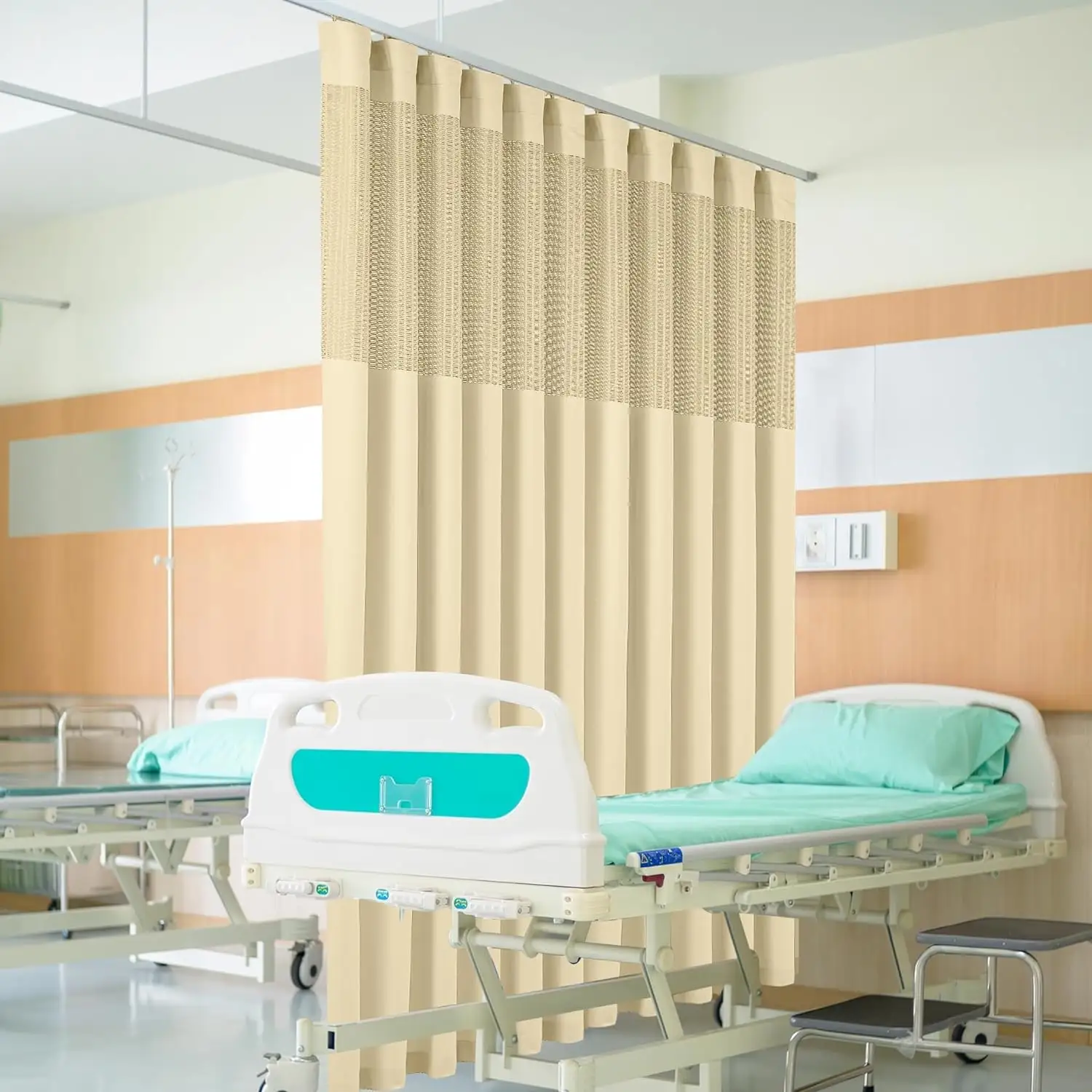 flame retardant hospital curtains room divider cubicle privacy for clinic lab with mesh top 