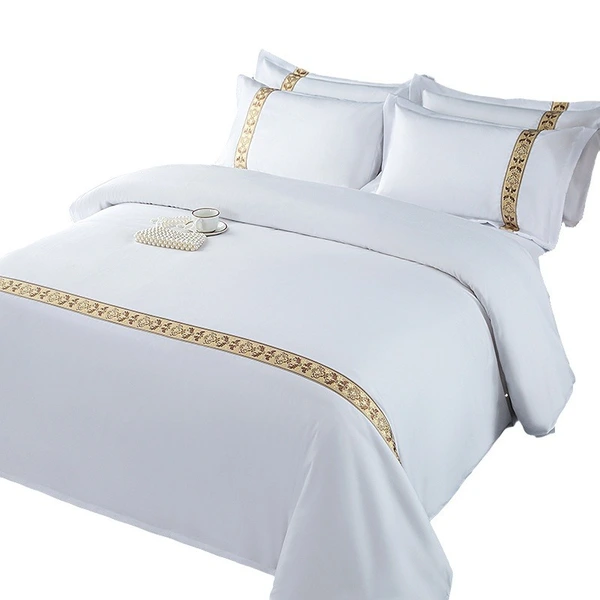 Luxurious Satin Ribbon Bedding Set - Pure White