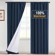 100% Blackout Curtains Light Blocking Curtain Drapery Soft White Coating Bedroom Living Room Thermal Insulated Window Treatment