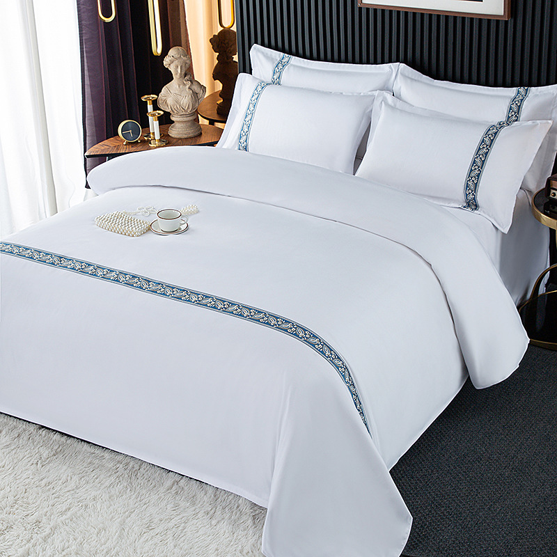 Luxurious Satin Ribbon Bedding Set - Pure White