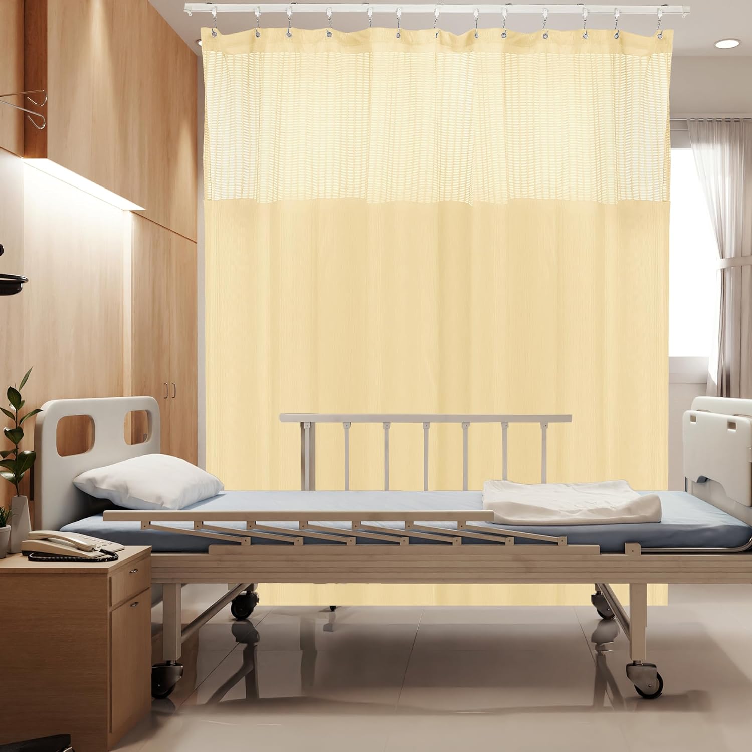 beige flame retardant hospital curtain - 5x8ft privacy divider 