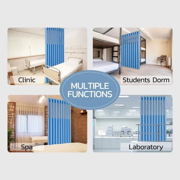 Flame Retardant Medical Privacy Curtain Room Divider - Dark Blue