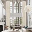 Beige Pinch Pleat Linen Textured Semi-Sheer Curtains for High Ceilings